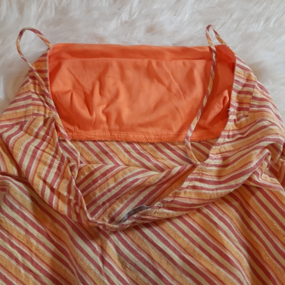 Striped Runched Bandeau Tie Back Charlotte Russe Top - Picture 7 of 8